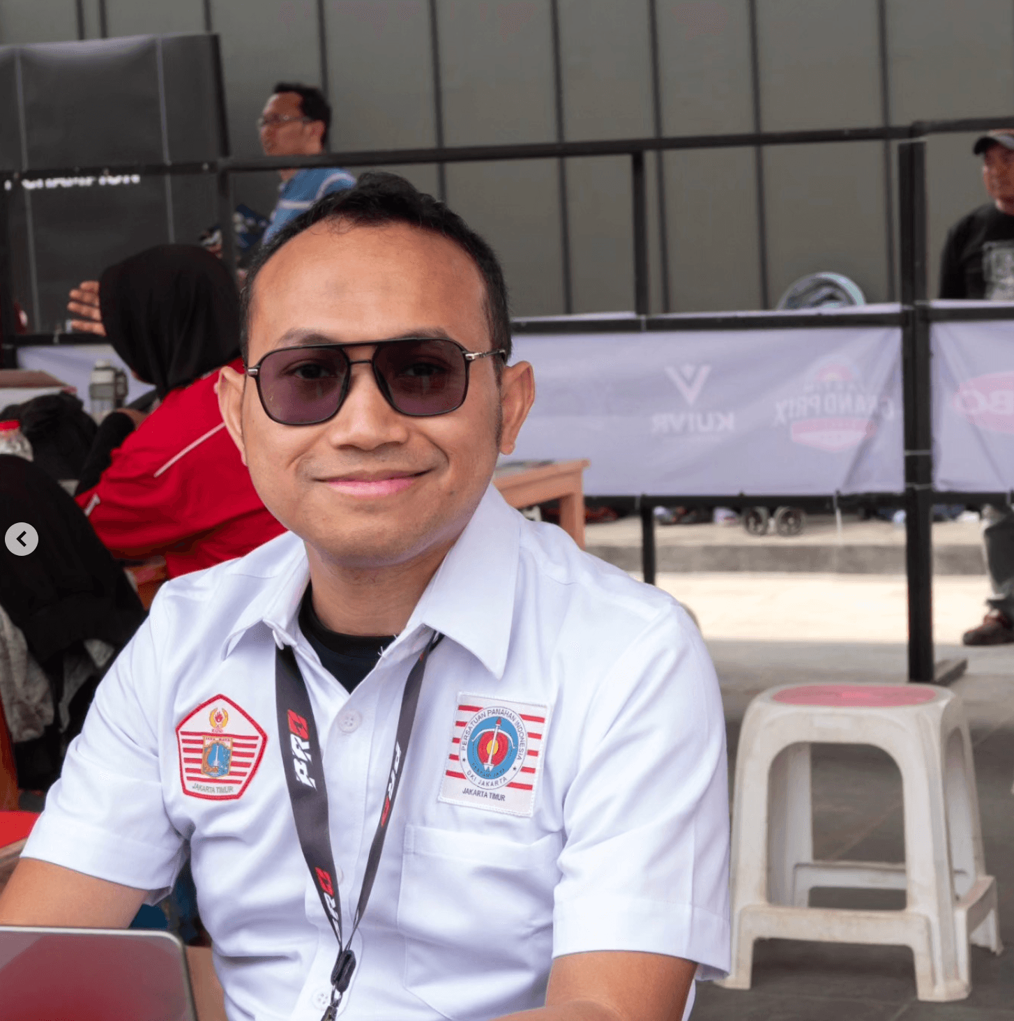 Portrait during on-site judging duty at an archery event