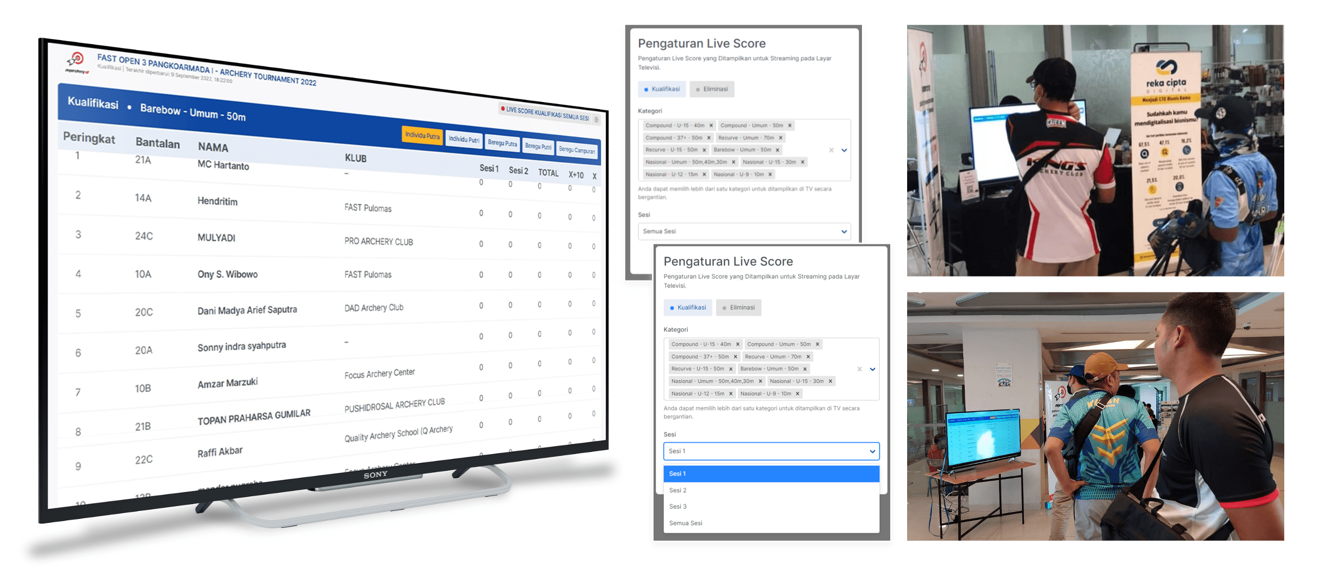 Live score control room and on-site operations